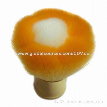 Kabuki makeup brushes, made of aluminum handle with double color synthetic hair in flower shape